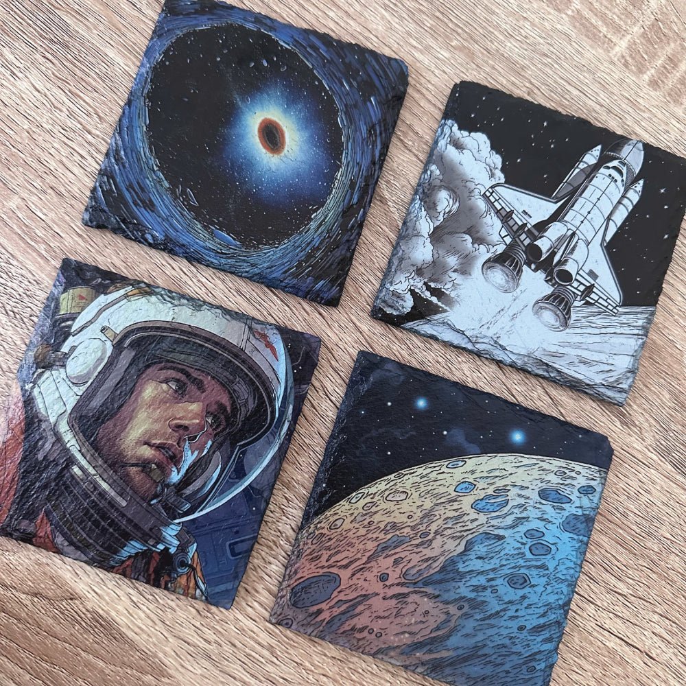 Space Slate Coasters - Space Shuttle - GameOn.games