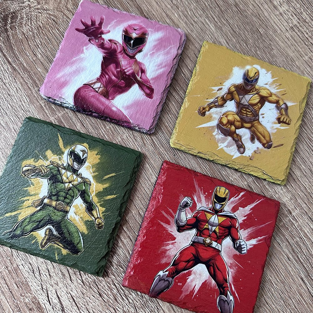 Super Ranger Slate Coasters - Pink Super Ranger - GameOn.games