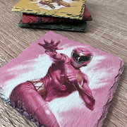 Super Ranger Slate Coasters - Pink Super Ranger - GameOn.games