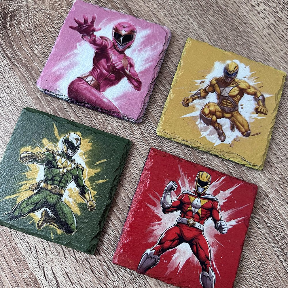 Super Ranger Slate Coasters - Red Super Ranger - GameOn.games