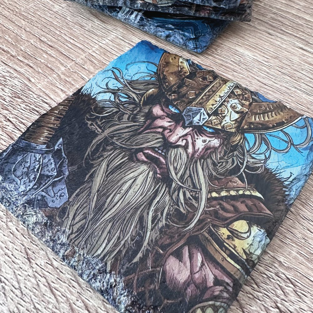 Viking Slate Coasters - Male Warrior #2 - GameOn.games
